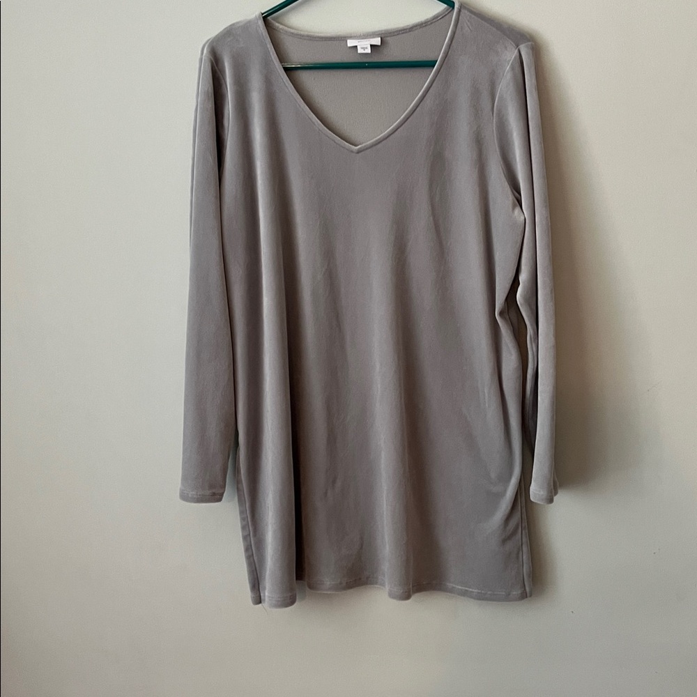 Pure Jill Gray V-Neck Velour Tunic